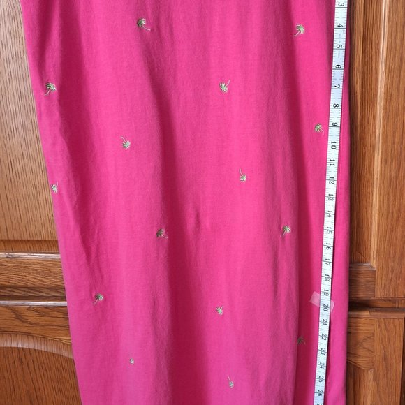 Quacker Factory Pink Maxi Dress Palm Trees X-Small - Picture 7 of 8